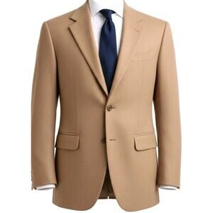 Bill Blass Camel Hair Blazer Mens 46 Long Tan Sport Coat Jacket Vintage